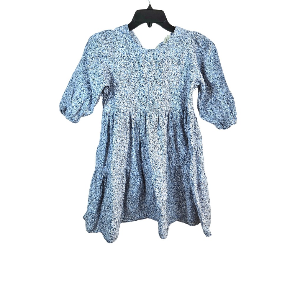 Kid Pik Girls Blue Ditsy Floral 3/4 Puff Sleeve Peasant Dress 14 Country Chic